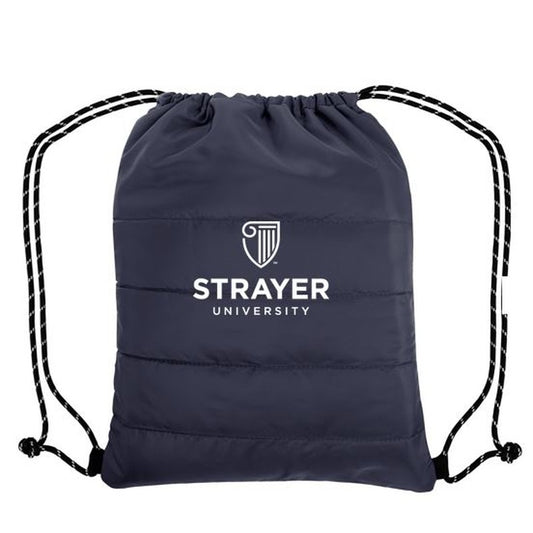 NEW STRAYER HIT PUFFY QUILTED DRAWSTRING BAG - NAVY