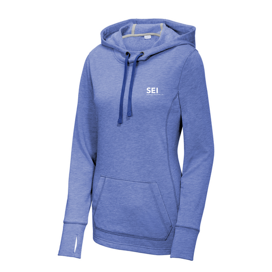 SEI - Sport-Tek Ladies PosiCharge Tri-Blend Wicking Fleece Hooded Pullover - True Royal Heather