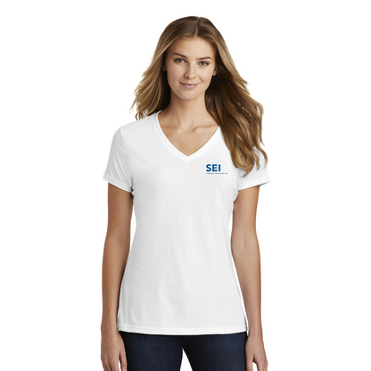 SEI - Port & Company Ladies Fan Favorite Blend V-Neck Tee - White