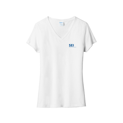 SEI - Port & Company Ladies Fan Favorite Blend V-Neck Tee - White