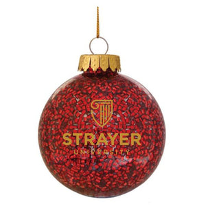 2022 STRAYER Holiday Glitz Ornament - Red with Gold Logo